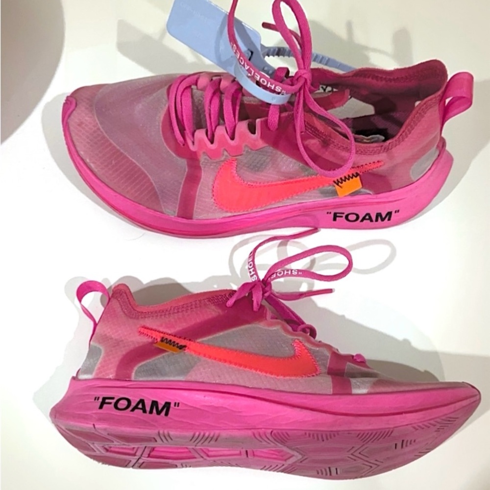 Off-White Pink Athletic Shoes with Modern Design